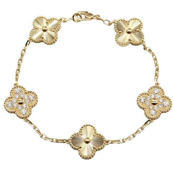 Van Cleef & Arpels Jewelry - Van Cleef & Arpels Vintage Alhambra Diamond Bracelet K18 YG